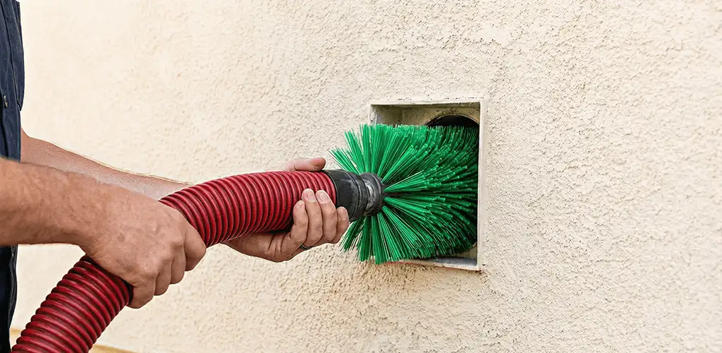 Air duct cleaning brush removing debris from a vent opening in Albuquerque, NM