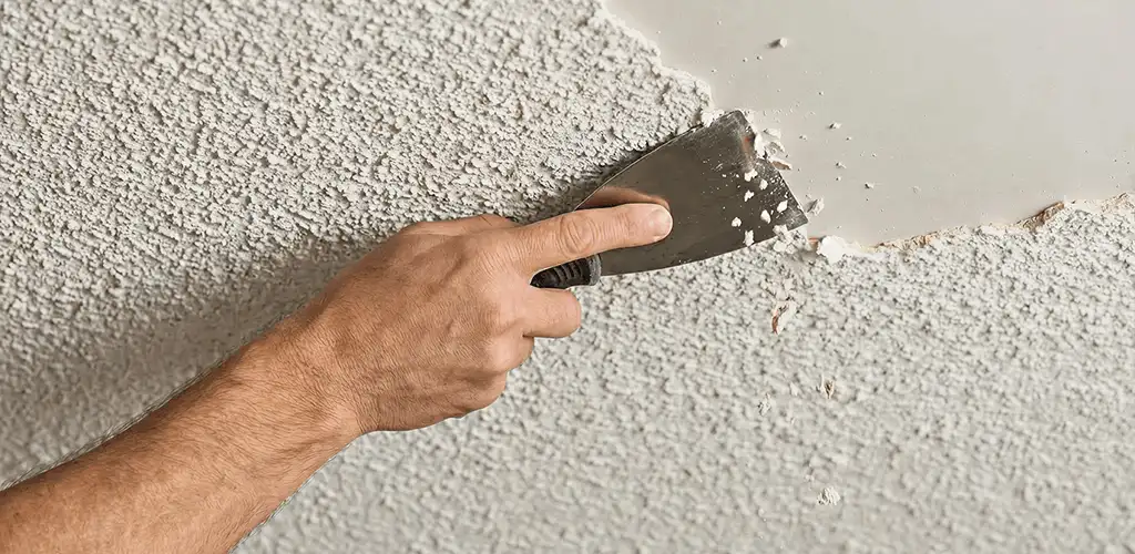 Popcorn ceiling removal scraping off textured ceiling finish in Albuquerque, NM