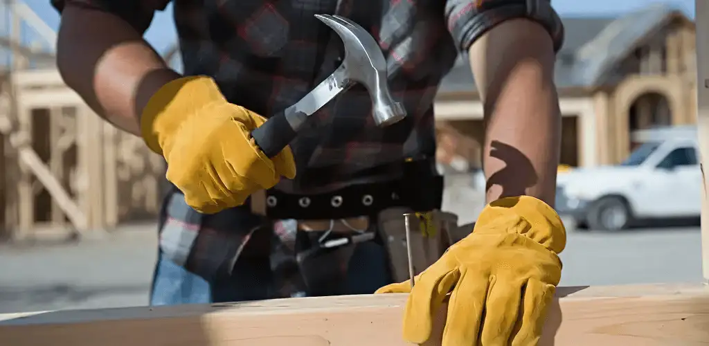 Handyman fixing wood trim with a hammer for home repairs in Albuquerque, NM