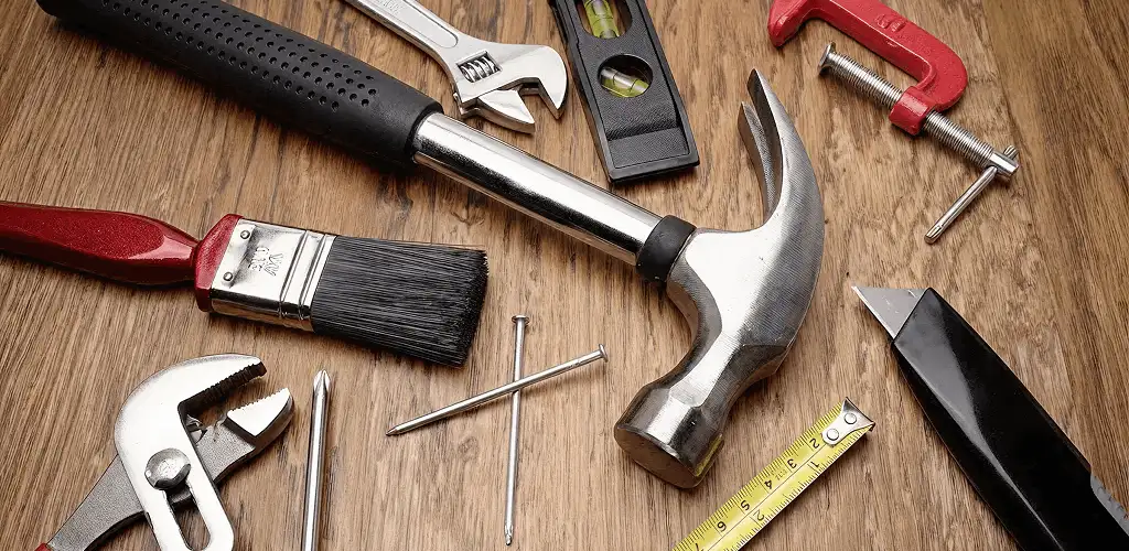 Handyman tools laid out for home repair and maintenance work in Albuquerque, NM