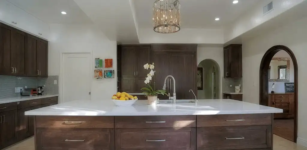 Cabinet refacing project with updated kitchen cabinets and island in Albuquerque, NM