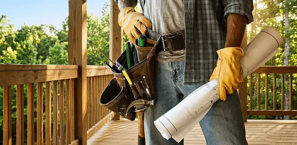 Professional handyman with tool belt ready for home repairs in Albuquerque, NM