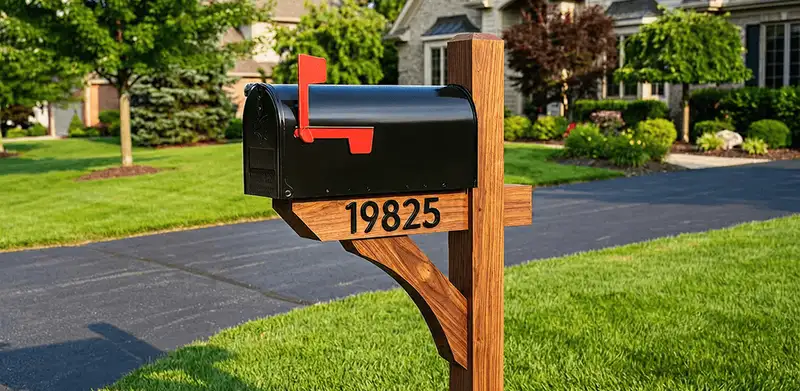 New mailbox installation with post and address number for a home in Albuquerque, NM