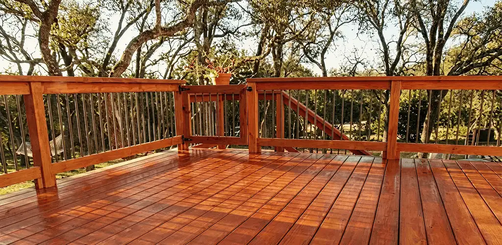 Deck sealing results with a freshly sealed wood deck in Albuquerque, NM